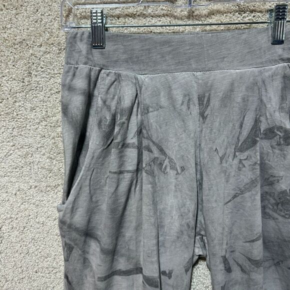 Heel Athens Lab Crop Pants Women's S Gray Tie Dye Pleated Pull On Organic Cotton - Picture 5 of 14